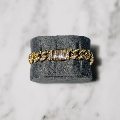 12mm Iced Cuban Bracelet Gold